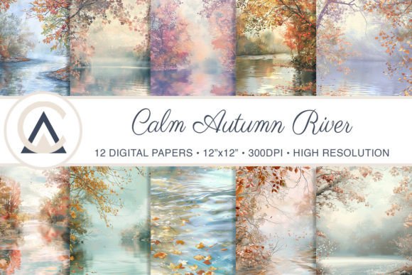 Autumn Fall River Landscape Backgrounds for Creative Projects