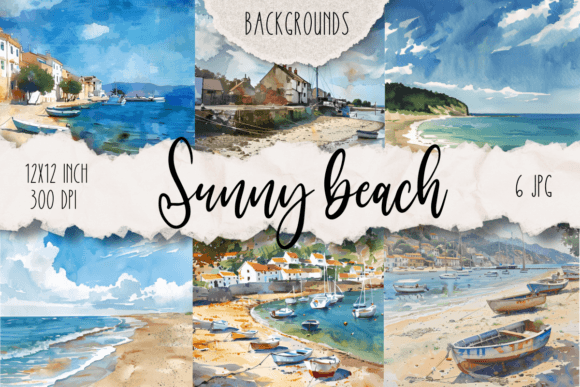 Capturing Coastal Charm with Sunny Beach Watercolor Backgrounds