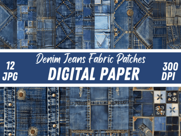Denim Jeans Fabric Patches Backgrounds: A Textured Digital Asset for Authentic Design