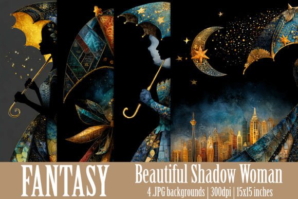 Elevate Your Craft with Fantasy Shadow Woman 15x15 Backgrounds 1