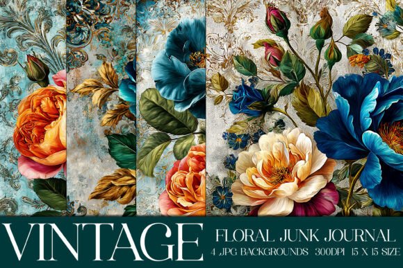 Elevate Your Projects with Junk Journal Floral Backgrounds, S24