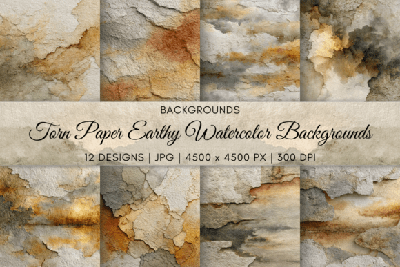 Grounding Your Design: Torn Paper Earthy Watercolor Backgrounds