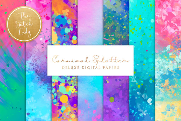 Happy Carnival Splatter Backgrounds for Creative Projects
