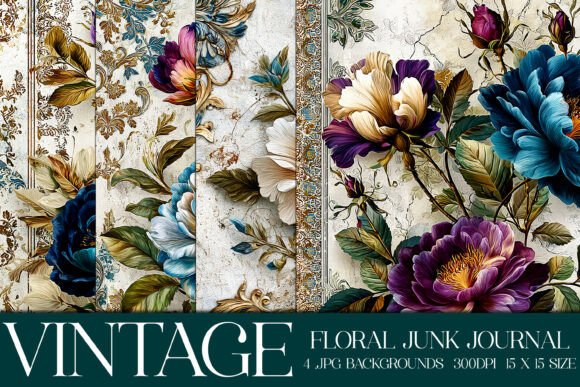 Junk Journal Floral Backgrounds, S23: Vintage Texture for Modern Makers