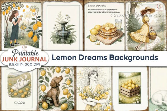 Lemon Dreams Backgrounds Junk Journal