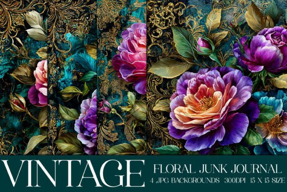 Luxury Floral Flowers Backgrounds: Elegant Digital Papers