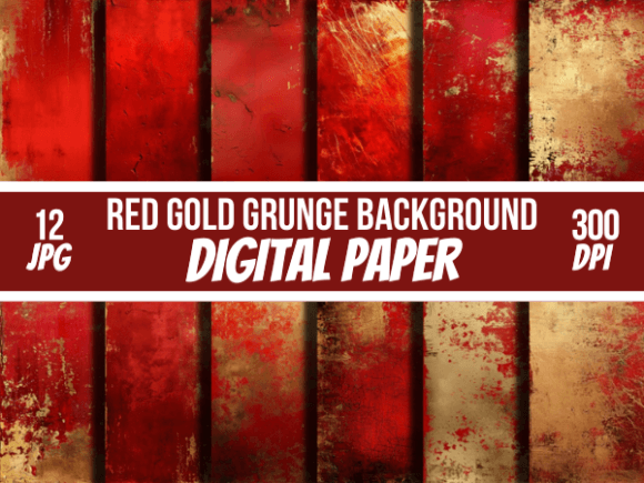 Red & Gold Grunge Backgrounds: Infuse Projects with Luxury Texture
