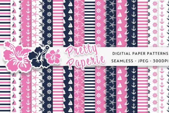 Set Sail with 16 Nautical Digital Paper Backgrounds