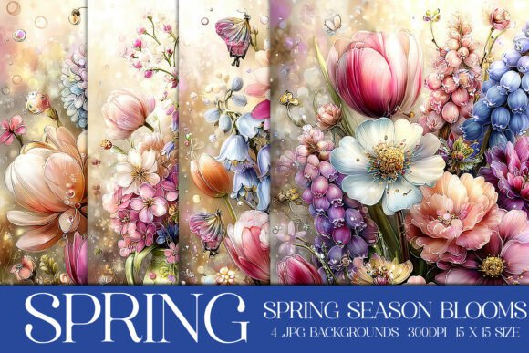 Spring Season Blooms Backgrounds, S11: A Designer's Floral Toolkit