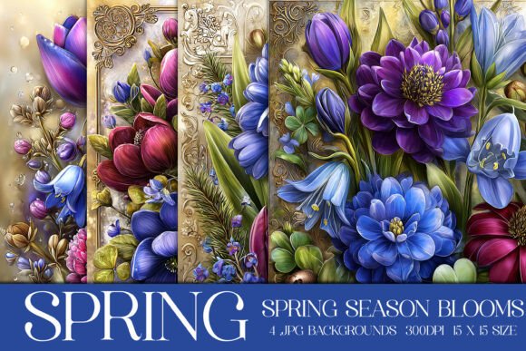 Spring Season Blooms Backgrounds, S12: Elevate Your Designs