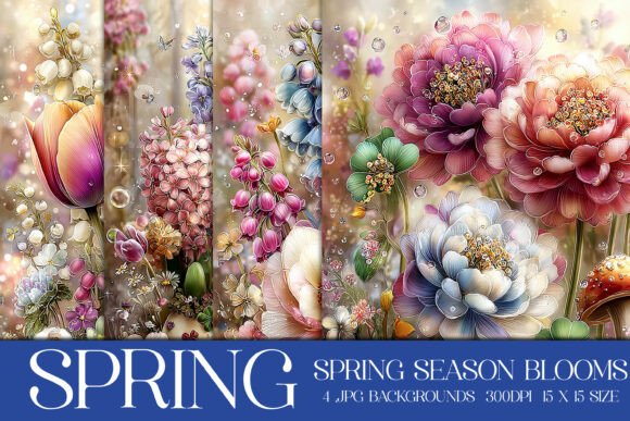 Spring Season Blooms Backgrounds, S9: Your Go-To for Vibrant Design Assets