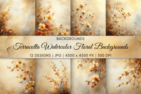 Terracotta Watercolor Floral Backgrounds: A Designer's Warm Embrace