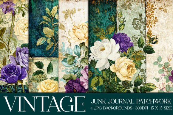 Unlock Vintage Charm with Junk Journal Patchwork Backgrounds S17