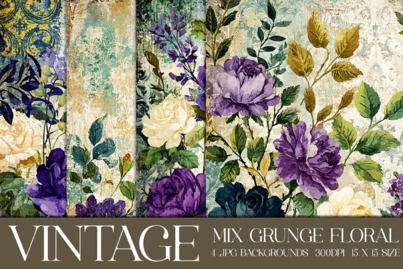 Vintage Grunge Floral Backgrounds, S14: A Creative Toolkit