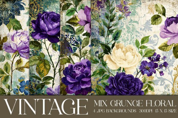 Vintage Grunge Floral Backgrounds, S18: Your Patchwork Toolkit