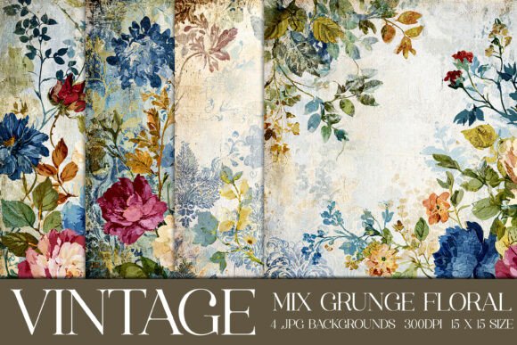Vintage Grunge Floral Backgrounds, S3: Elevate Your Creative Projects